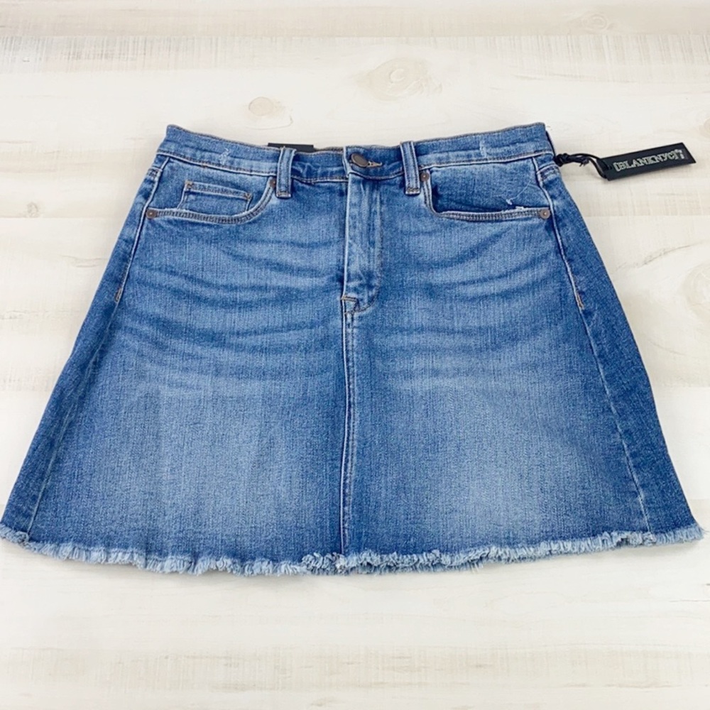 Blank NYC Way Back When Denim Skirt Raw Hem - Picture 5 of 13